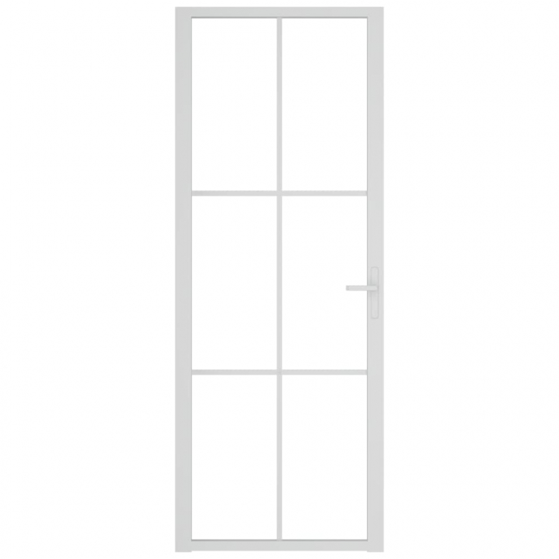 Innentür 76x201,5 cm Weiß ESG-Glas und Aluminium