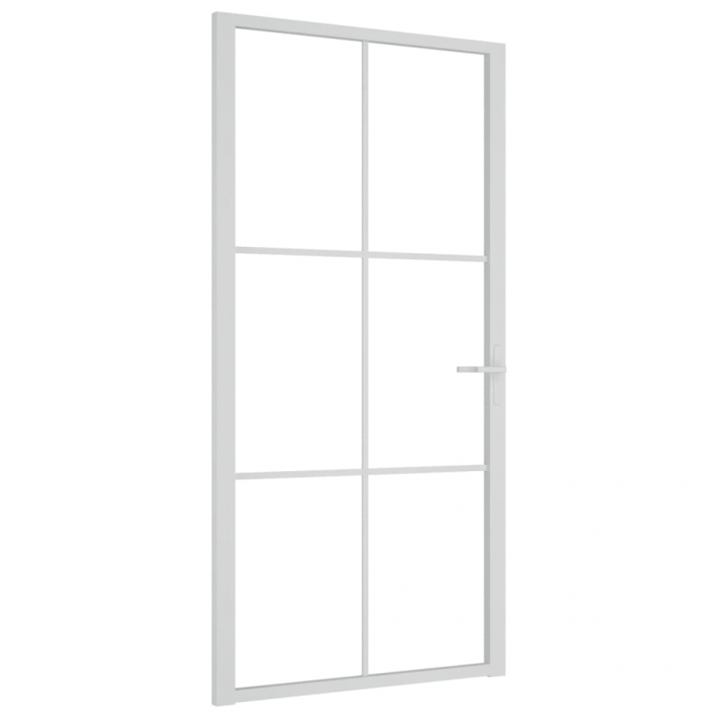 Innentür 102,5x201,5 cm Weiß ESG-Glas und Aluminium