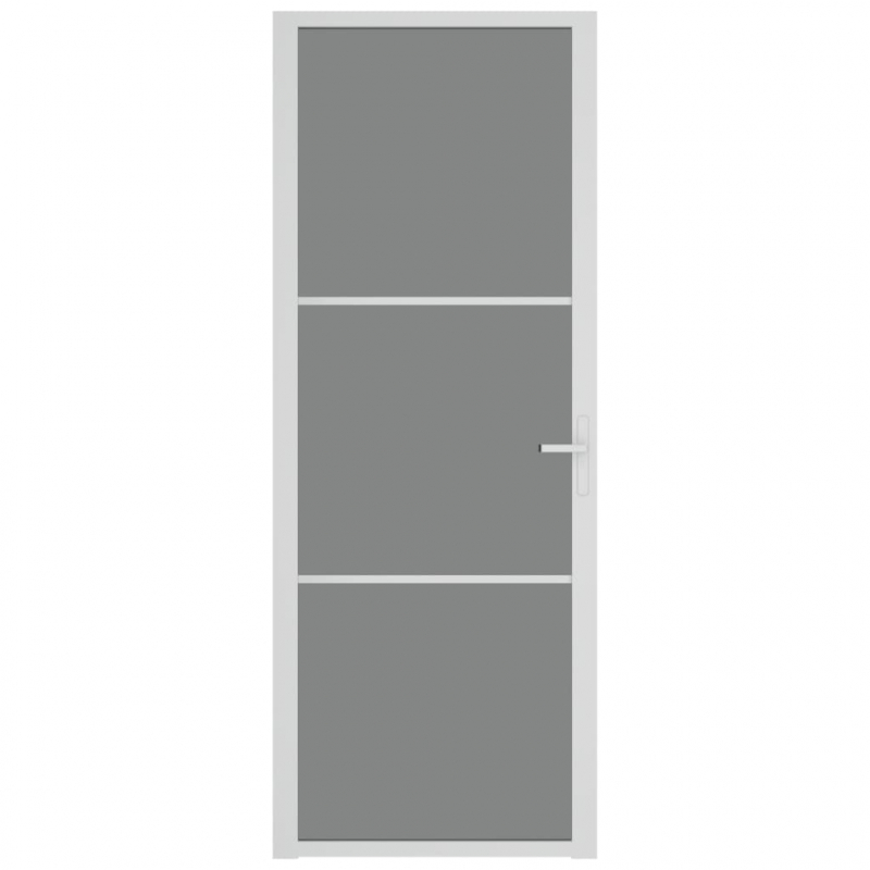 Innentür 76x201,5 cm Weiß ESG-Glas und Aluminium
