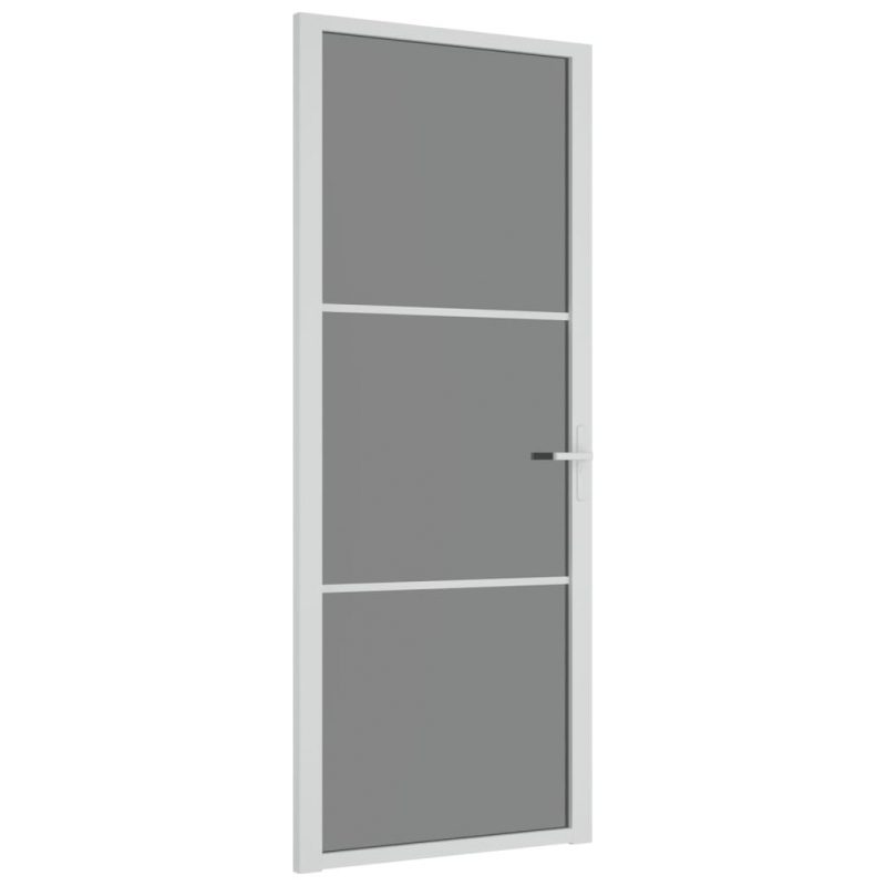 Innentür 83x201,5 cm Weiß ESG-Glas und Aluminium