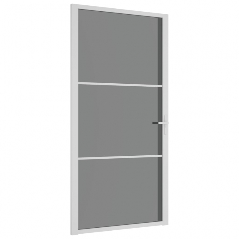 Innentür 102,5x201,5 cm Weiß ESG-Glas und Aluminium