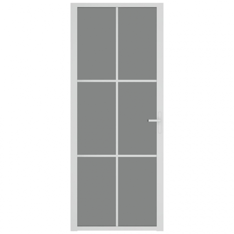 Innentür 83x201,5 cm Weiß ESG-Glas und Aluminium