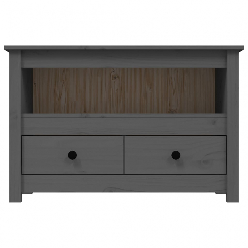 TV-Schrank Grau 79x35x52 cm Massivholz Kiefer