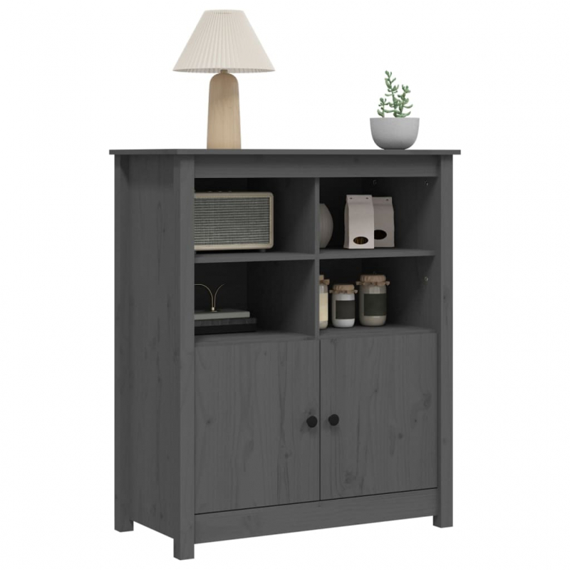 Sideboard Grau 83x41,5x100 cm Massivholz Kiefer
