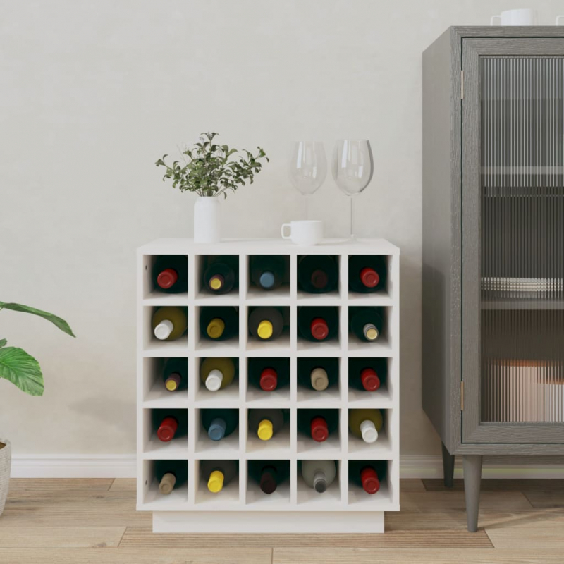 Weinregal Weiß 55,5x34x61 cm Massivholz Kiefer
