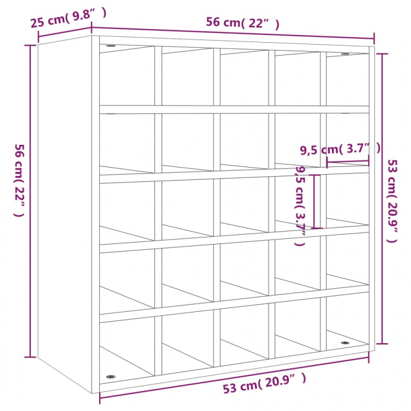 Weinregal Weiß 56x25x56 cm Massivholz Kiefer