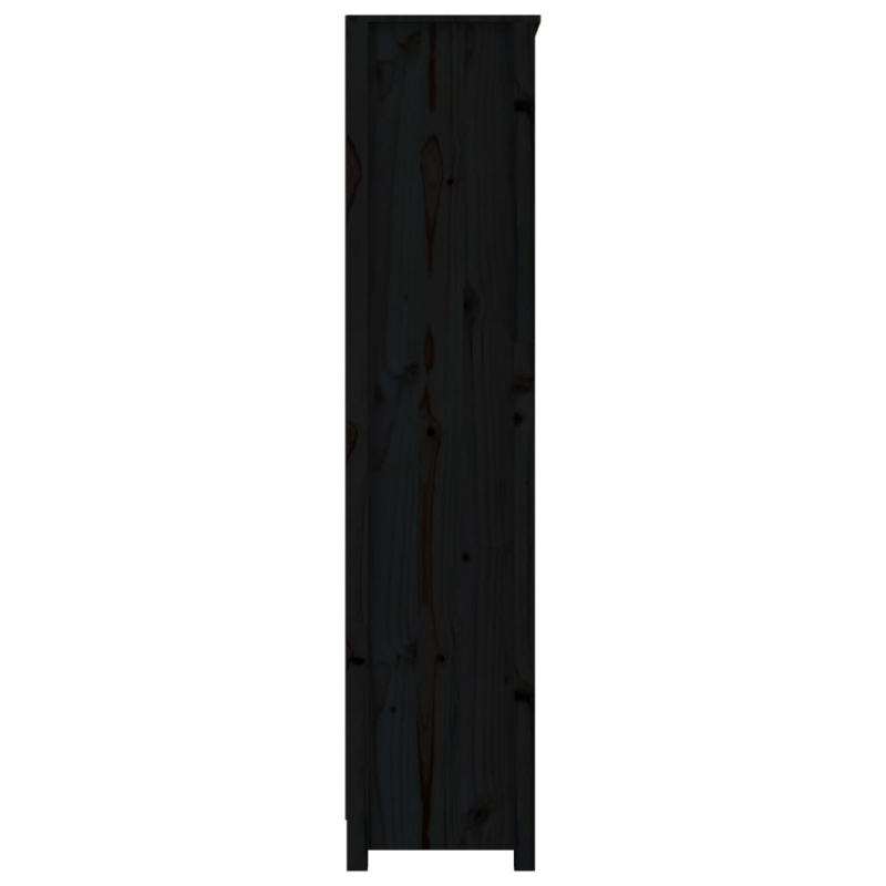 Bücherregal Schwarz 80x35x154 cm Massivholz Kiefer