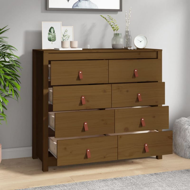 Beistellschrank Honigbraun 100x40x90 cm Massivholz Kiefer