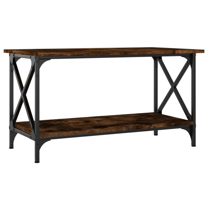 Couchtisch Räuchereiche 80x45x45 cm Holzwerkstoff und Eisen