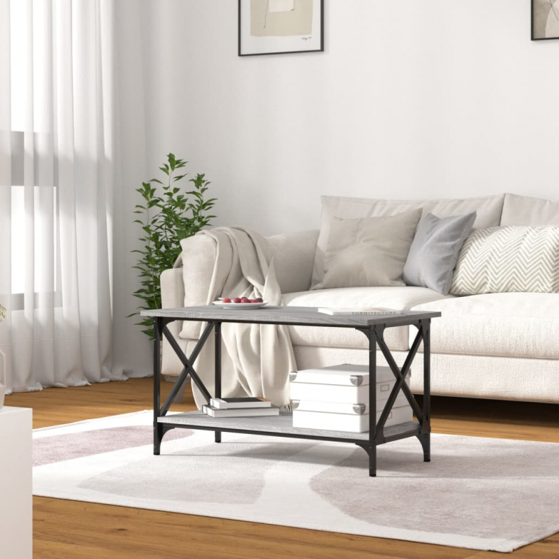 Couchtisch Grau Sonoma 80x45x45 cm Holzwerkstoff und Eisen