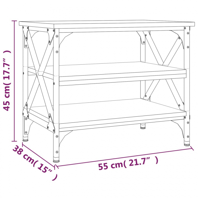 Beistelltisch Schwarz 55x38x45 cm Holzwerkstoff