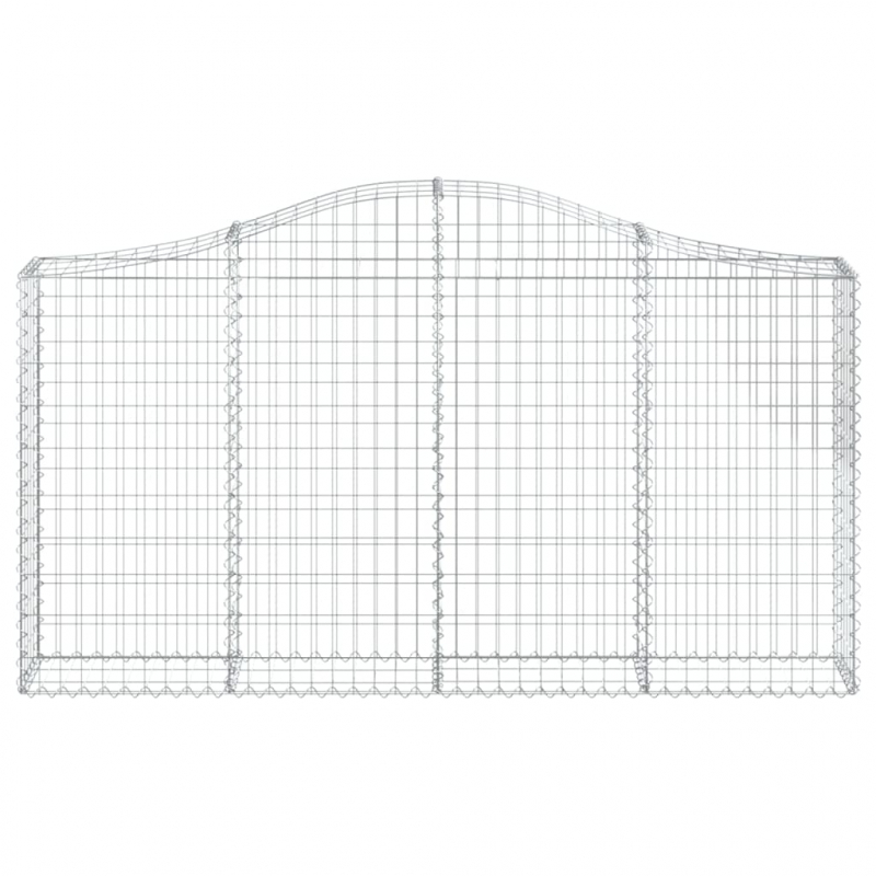 Gabionen mit Hochbogen 10Stk. 200x30x100/120cm Verzinktes Eisen