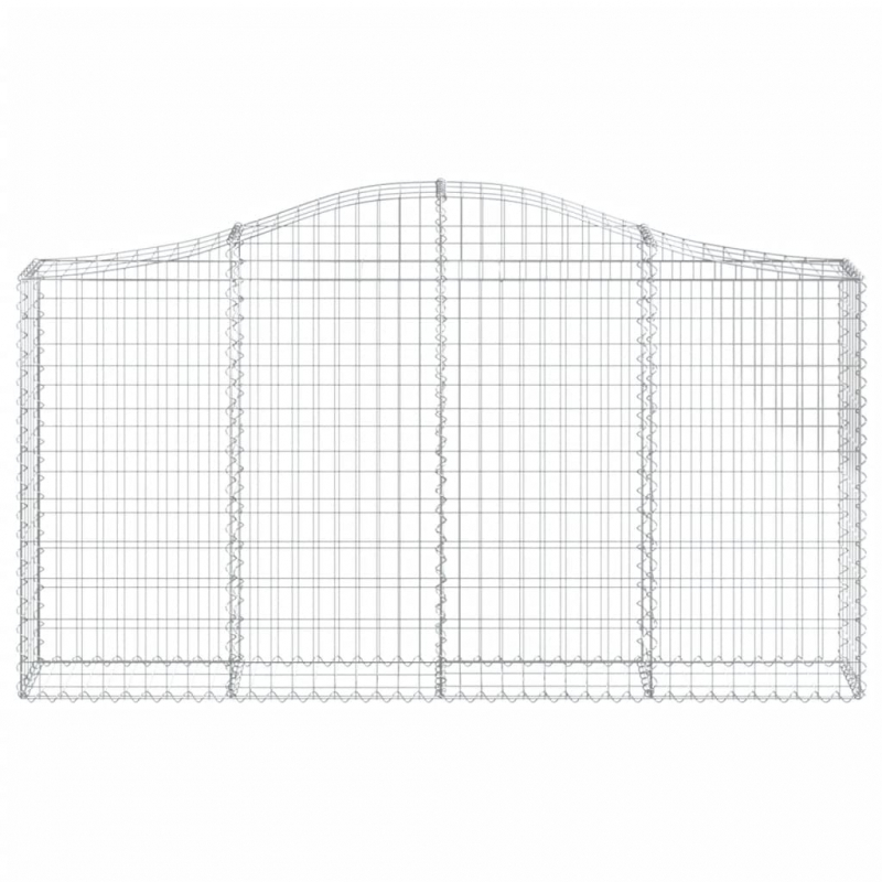 Gabionen mit Hochbogen 11Stk. 200x30x100/120cm Verzinktes Eisen