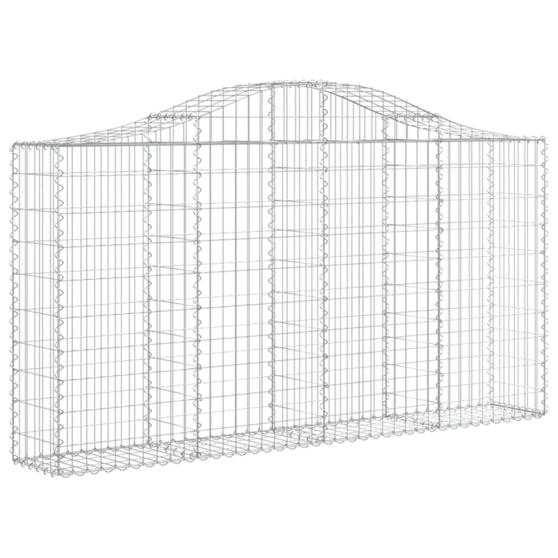 Gabionen mit Hochbogen 12Stk. 200x30x100/120cm Verzinktes Eisen