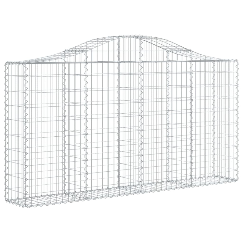 Gabionen mit Hochbogen 14Stk. 200x30x100/120cm Verzinktes Eisen