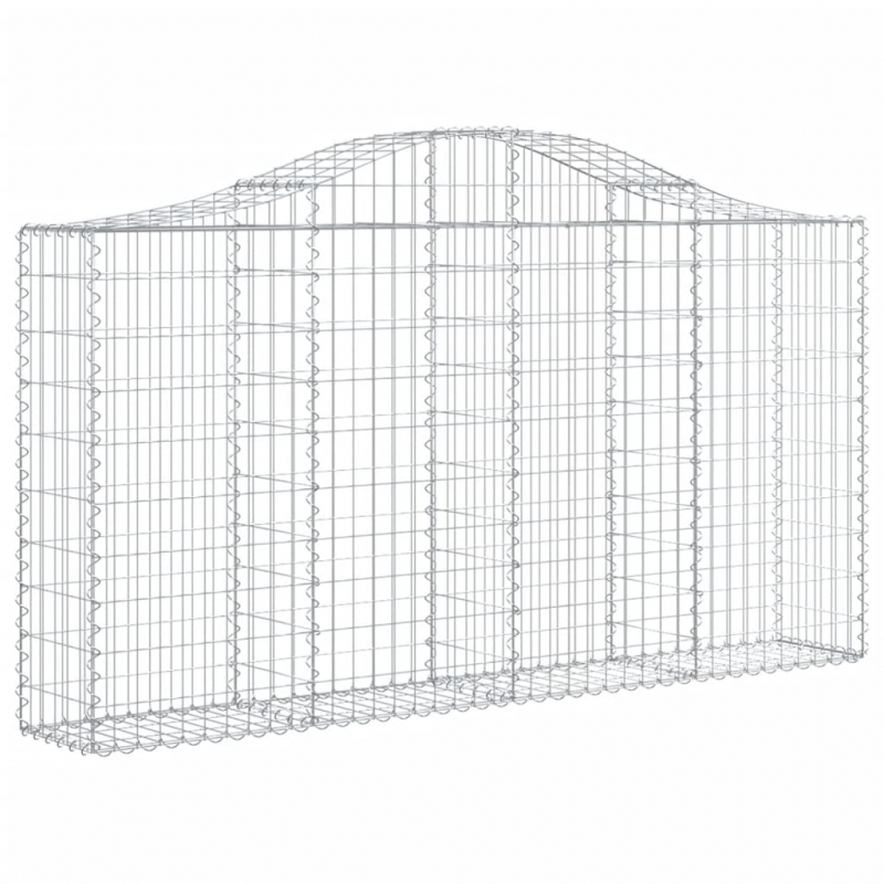 Gabionen mit Hochbogen 15Stk. 200x30x100/120cm Verzinktes Eisen