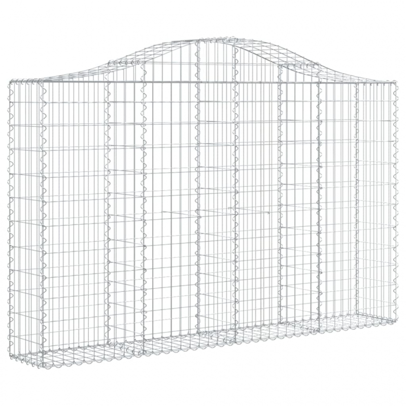 Gabionen mit Hochbogen 10Stk. 200x30x120/140cm Verzinktes Eisen