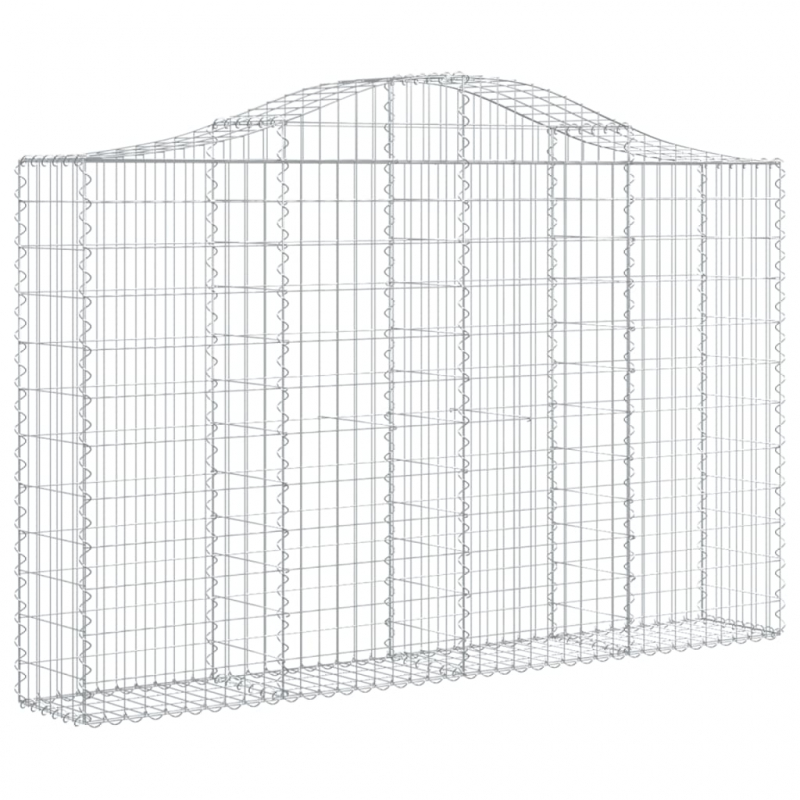 Gabionen mit Hochbogen 11Stk. 200x30x120/140cm Verzinktes Eisen