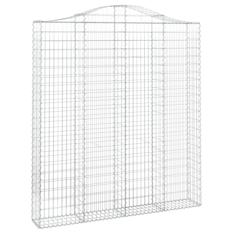 Gabionen mit Hochbogen 2 Stk. 200x30x220/240cm Verzinktes Eisen