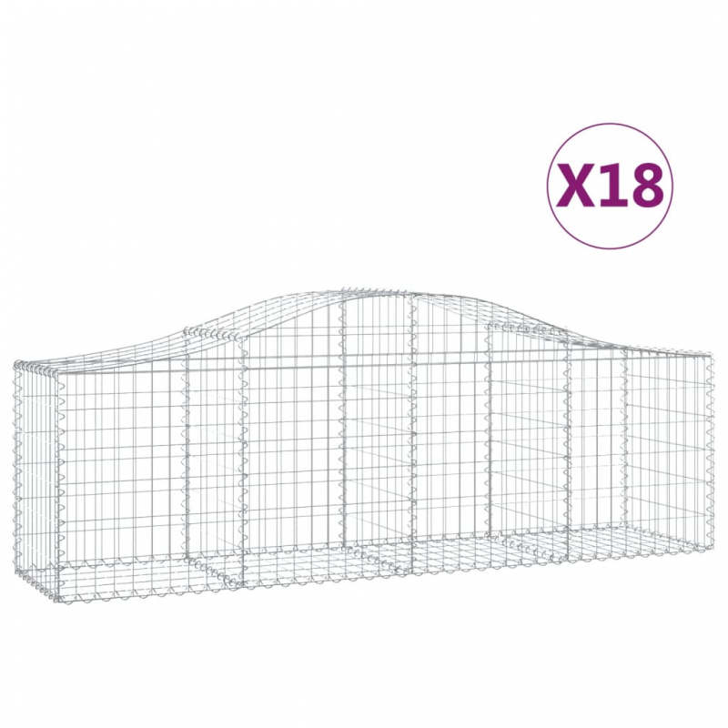 Gabionen mit Hochbogen 18 Stk. 200x50x60/80 cm Verzinktes Eisen