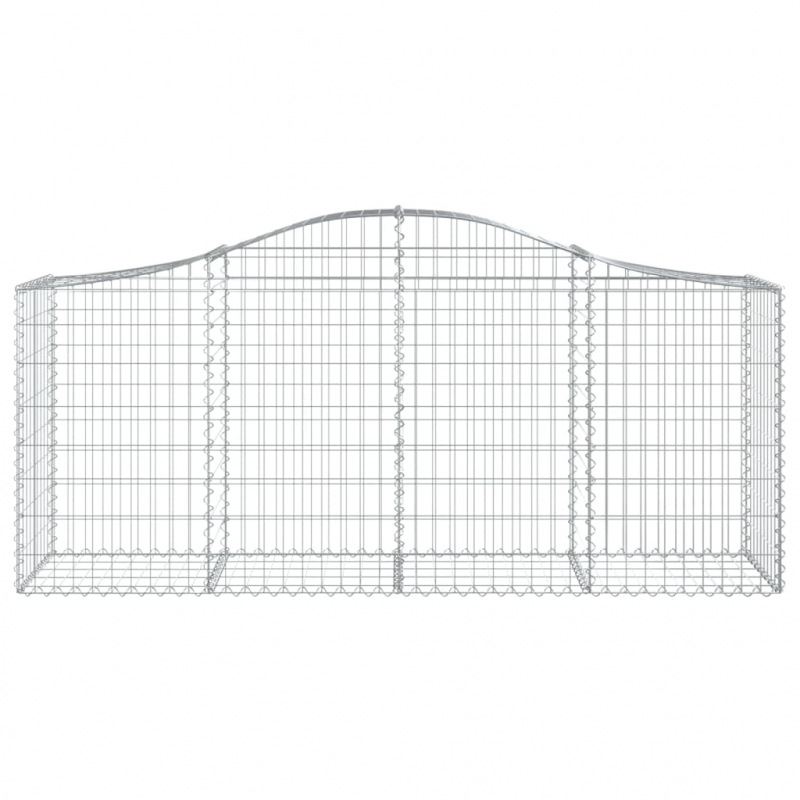 Gabionen mit Hochbogen 2 Stk. 200x50x80/100 cm Verzinktes Eisen