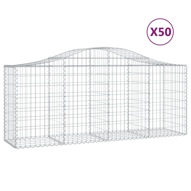 Gabionen mit Hochbogen 50 Stk. 200x50x80/100cm Verzinktes Eisen