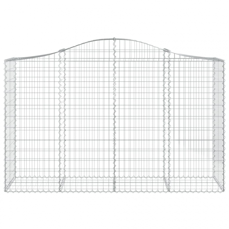 Gabionen mit Hochbogen 14Stk. 200x50x120/140cm Verzinktes Eisen