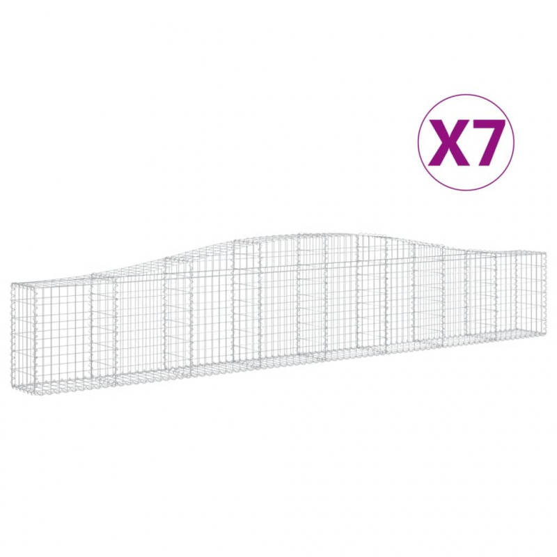 Gabionen mit Hochbogen 7 Stk. 400x30x60/80 cm Verzinktes Eisen