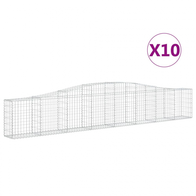 Gabionen mit Hochbogen 10 Stk. 400x30x60/80 cm Verzinktes Eisen