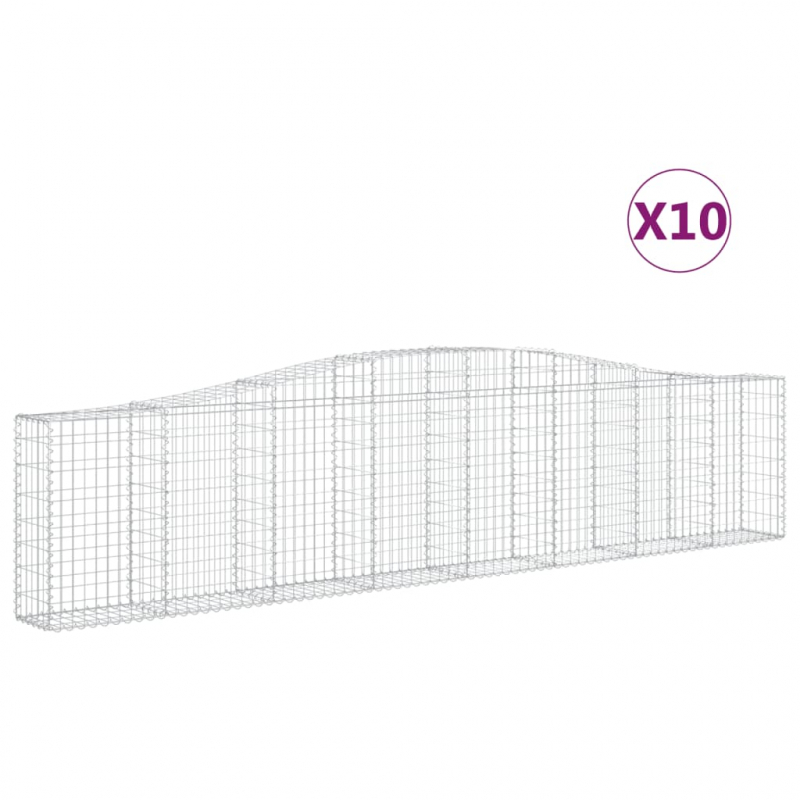 Gabionen mit Hochbogen 10 Stk. 400x30x80/100cm Verzinktes Eisen