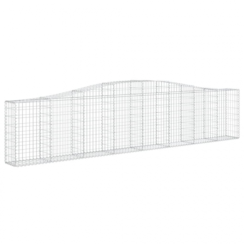 Gabionen mit Hochbogen 15 Stk. 400x30x80/100cm Verzinktes Eisen