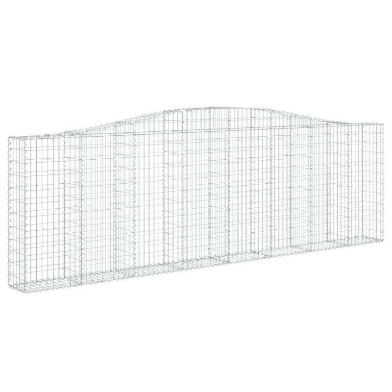 Gabionen mit Hochbogen 9 Stk. 400x30x120/140cm Verzinktes Eisen