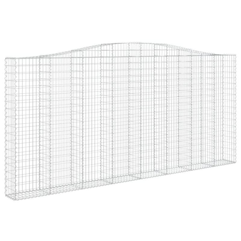Gabionen mit Hochbogen 3 Stk. 400x30x180/200cm Verzinktes Eisen