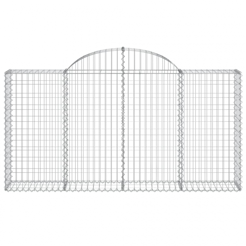 Gabionen mit Hochbogen 10Stk. 200x30x100/120cm Verzinktes Eisen