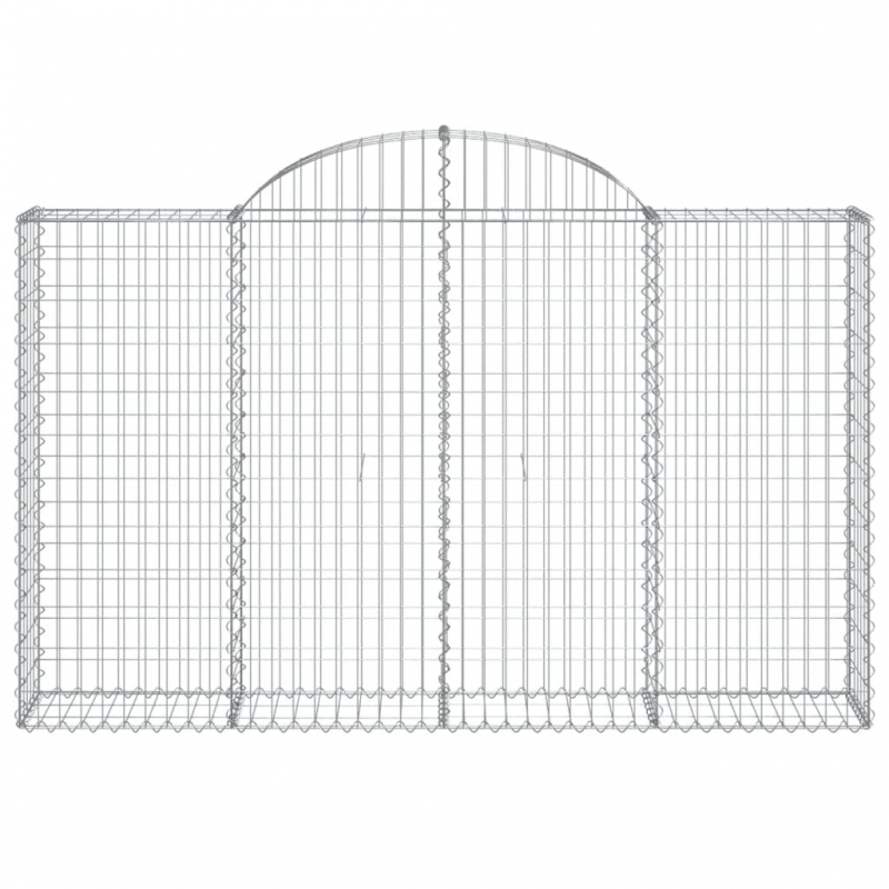 Gabionen mit Hochbogen 3 Stk. 200x30x120/140cm Verzinktes Eisen