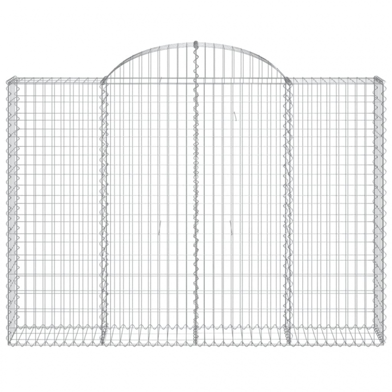 Gabionen mit Hochbogen 11Stk. 200x30x140/160cm Verzinktes Eisen
