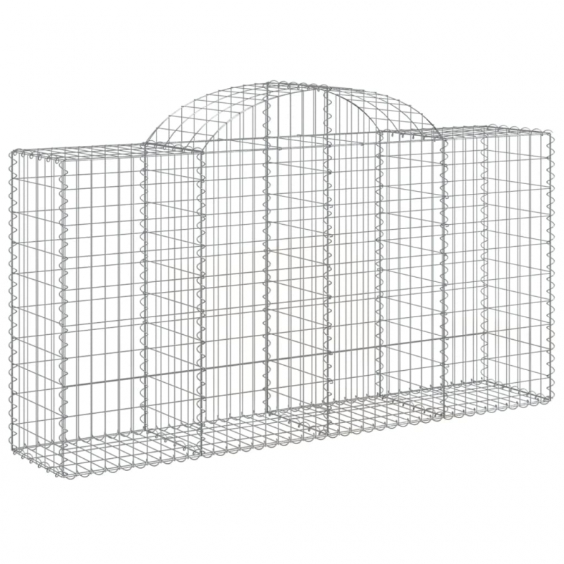 Gabionen mit Hochbogen 4 Stk. 200x50x100/120cm Verzinktes Eisen