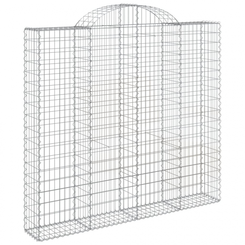 Gabionen mit Hochbogen 11Stk. 200x50x180/200cm Verzinktes Eisen