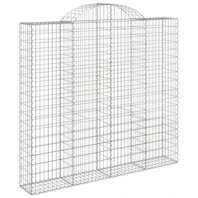 Gabionen mit Hochbogen 13Stk. 200x50x180/200cm Verzinktes Eisen