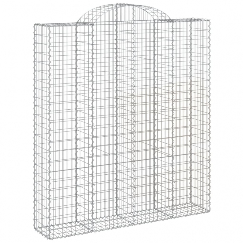 Gabionen mit Hochbogen 12Stk. 200x50x220/240cm Verzinktes Eisen