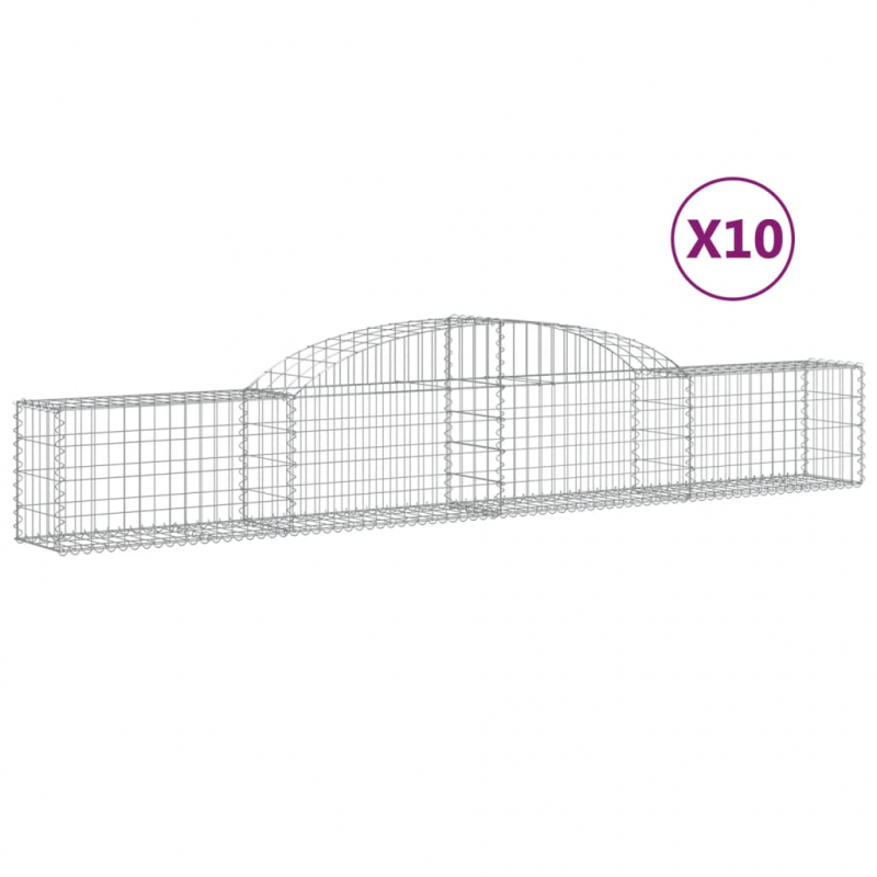 Gabionen mit Hochbogen 10 Stk. 300x30x40/60 cm Verzinktes Eisen