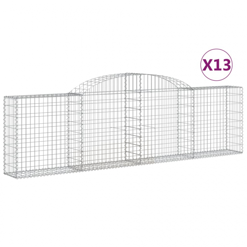 Gabionen mit Hochbogen 13 Stk. 300x30x80/100cm Verzinktes Eisen