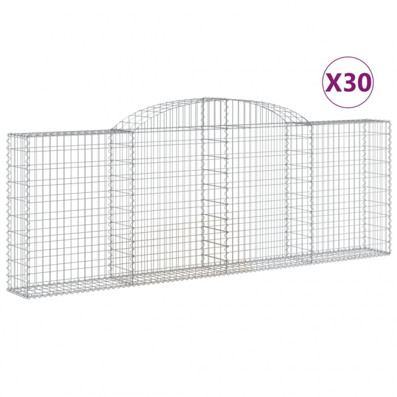 Gabionen mit Hochbogen 30 Stk 300x30x100/120cm Verzinktes Eisen