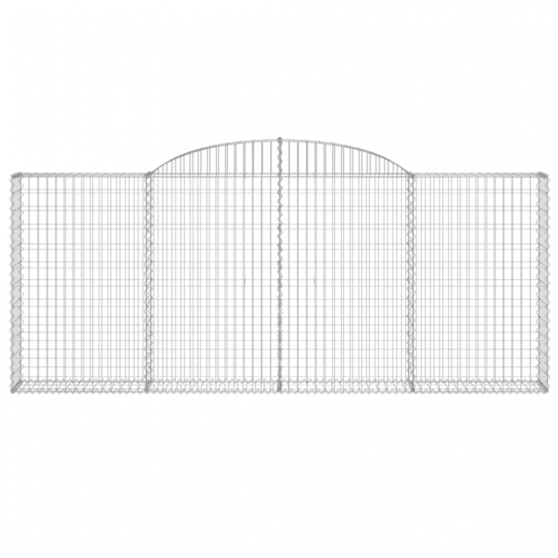 Gabionen mit Hochbogen 12 Stk 300x30x120/140cm Verzinktes Eisen