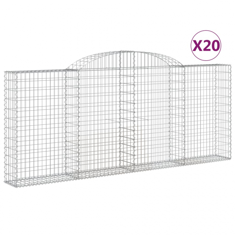 Gabionen mit Hochbogen 20 Stk 300x30x120/140cm Verzinktes Eisen