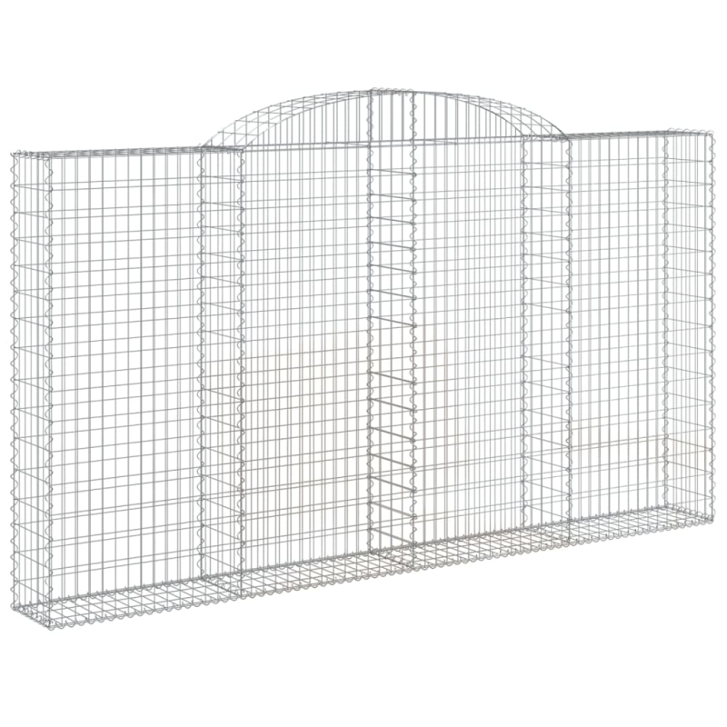 Gabionen mit Hochbogen 2 Stk. 300x30x160/180cm Verzinktes Eisen