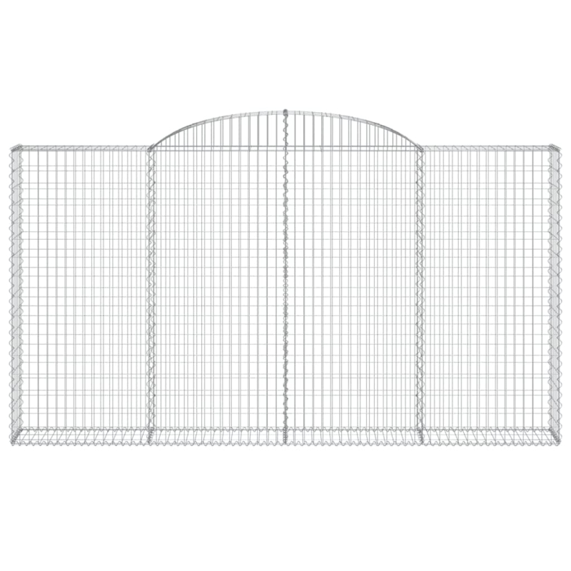Gabionen mit Hochbogen 2 Stk. 300x30x160/180cm Verzinktes Eisen