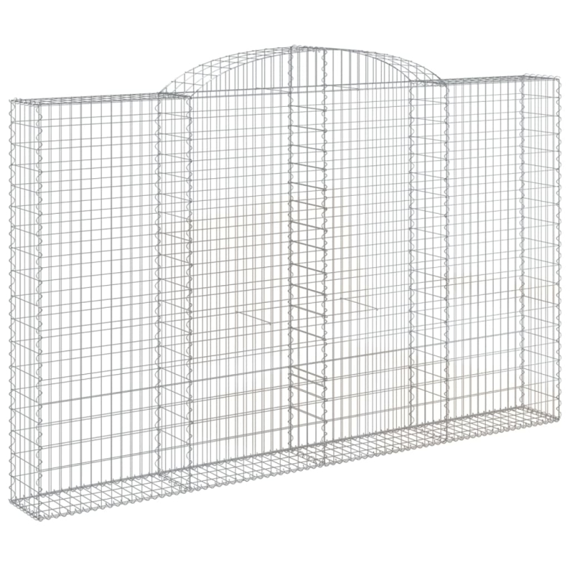 Gabionen mit Hochbogen 2 Stk. 300x30x180/200cm Verzinktes Eisen