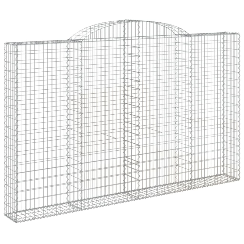 Gabionen mit Hochbogen 3 Stk. 300x30x180/200cm Verzinktes Eisen