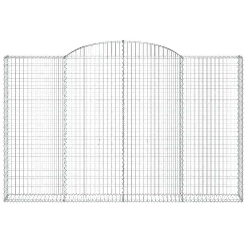 Gabionen mit Hochbogen 4 Stk. 300x30x180/200cm Verzinktes Eisen